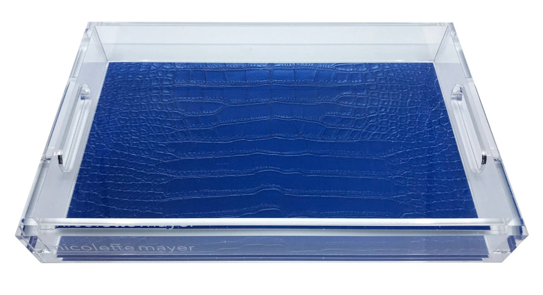 Crocodile Kyoto Blue Acrylic Rectangle Tray - nicolettemayer.com