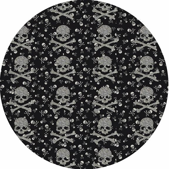 Crossbones Small Black 16&quot; Round Pebble Placemat Set of 4 - nicolettemayer.com
