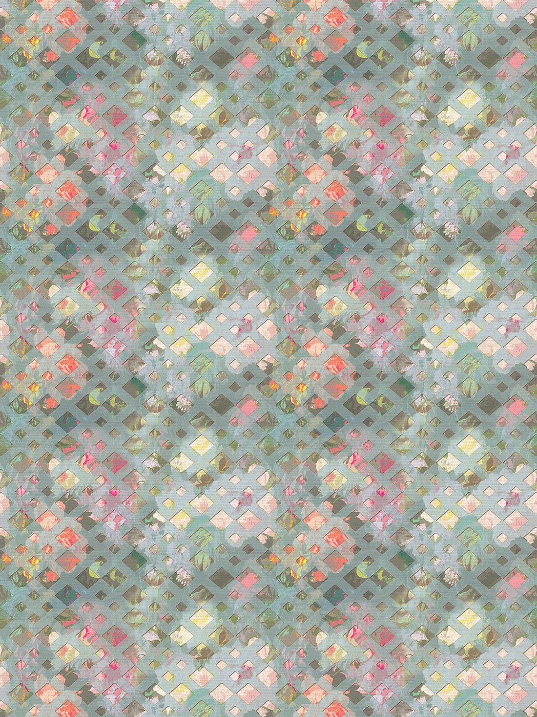 Defosse Trellis Perlblau Wallpaper, Per Yard - nicolettemayer.com