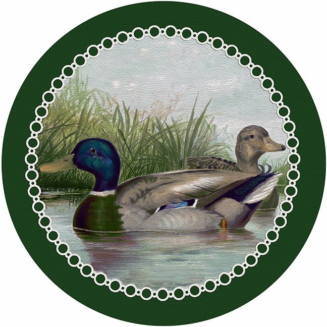 English Duck Pond Green 16&quot; Round Pebble Placemat Set of 4 - nicolettemayer.com