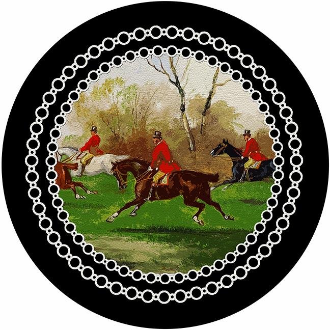 English Hunting Black 16&quot; Round Pebble Placemat Set of 4 - nicolettemayer.com