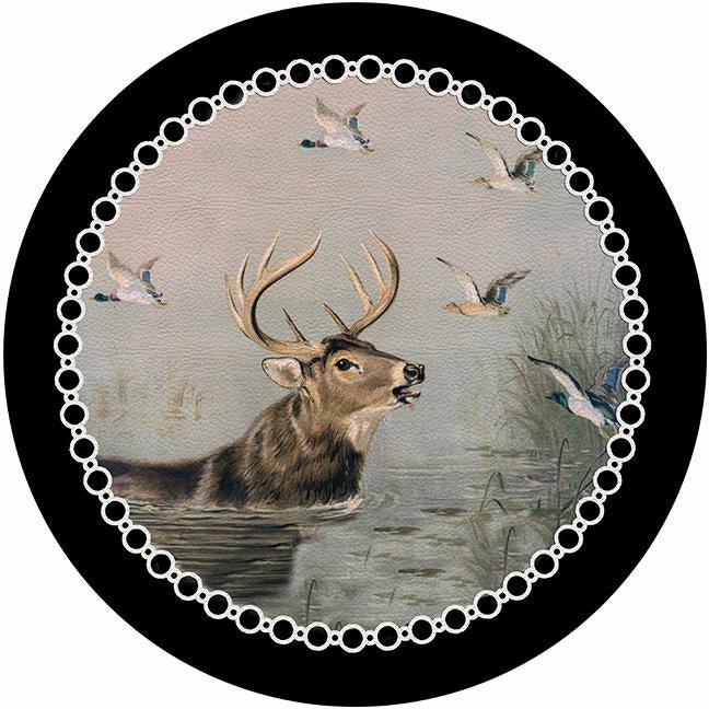 English Stag Black 16&quot; Round Pebble Placemat Set of 4 - nicolettemayer.com