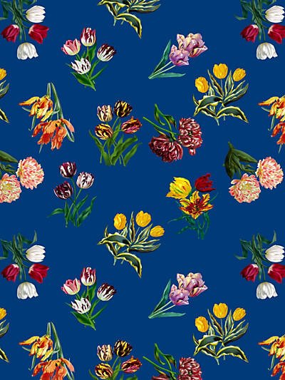 Etudes de Fleurs Blue Fabric - nicolettemayer.com