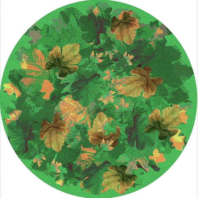 Fallen Leaves Green 16&quot; Round Pebble Placemat Set of 4 - nicolettemayer.com