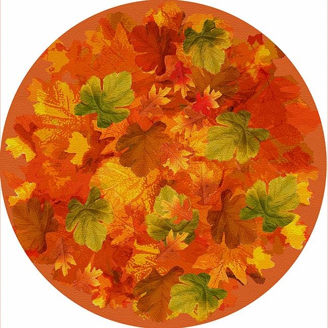 Fallen Leaves Orange 16&quot; Round Pebble Placemat Set of 4 - nicolettemayer.com