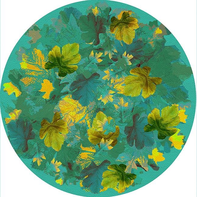 Fallen Leaves Peacock 16&quot; Round Pebble Placemat Set of 4 - nicolettemayer.com