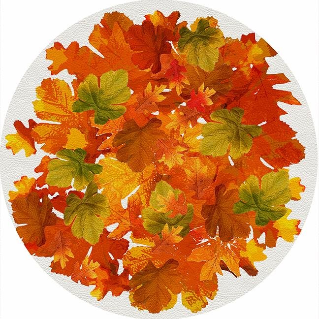 Fallen Leaves White 16&quot; Round Pebble Placemat Set of 4 - nicolettemayer.com