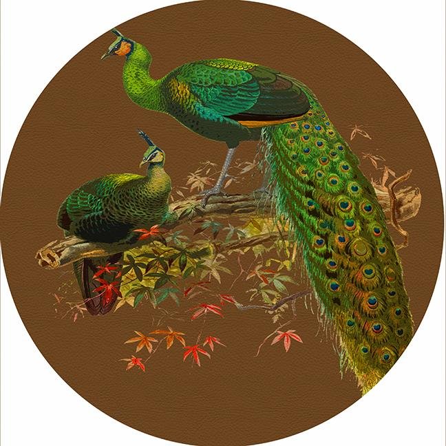 Family Pheasants Brown 16&quot; Round Pebble Placemat Set of 4 - nicolettemayer.com