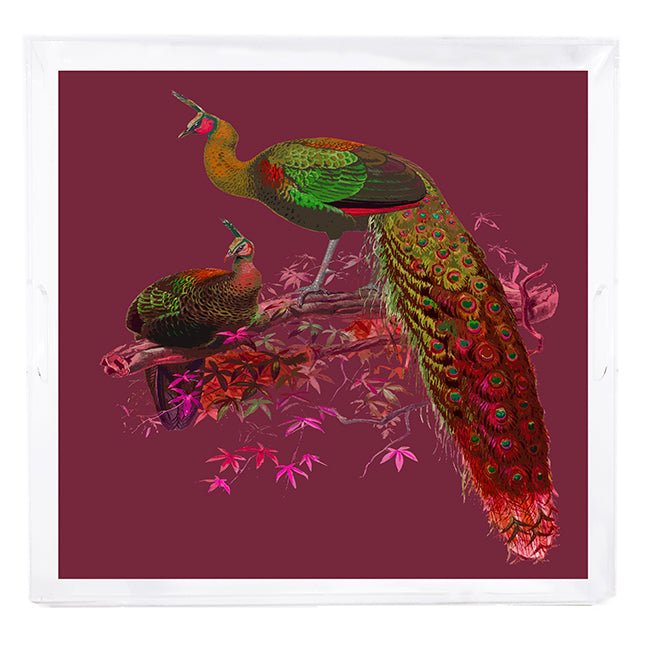 Family Pheasants Pinot 18X18 Acrylic Tray - nicolettemayer.com