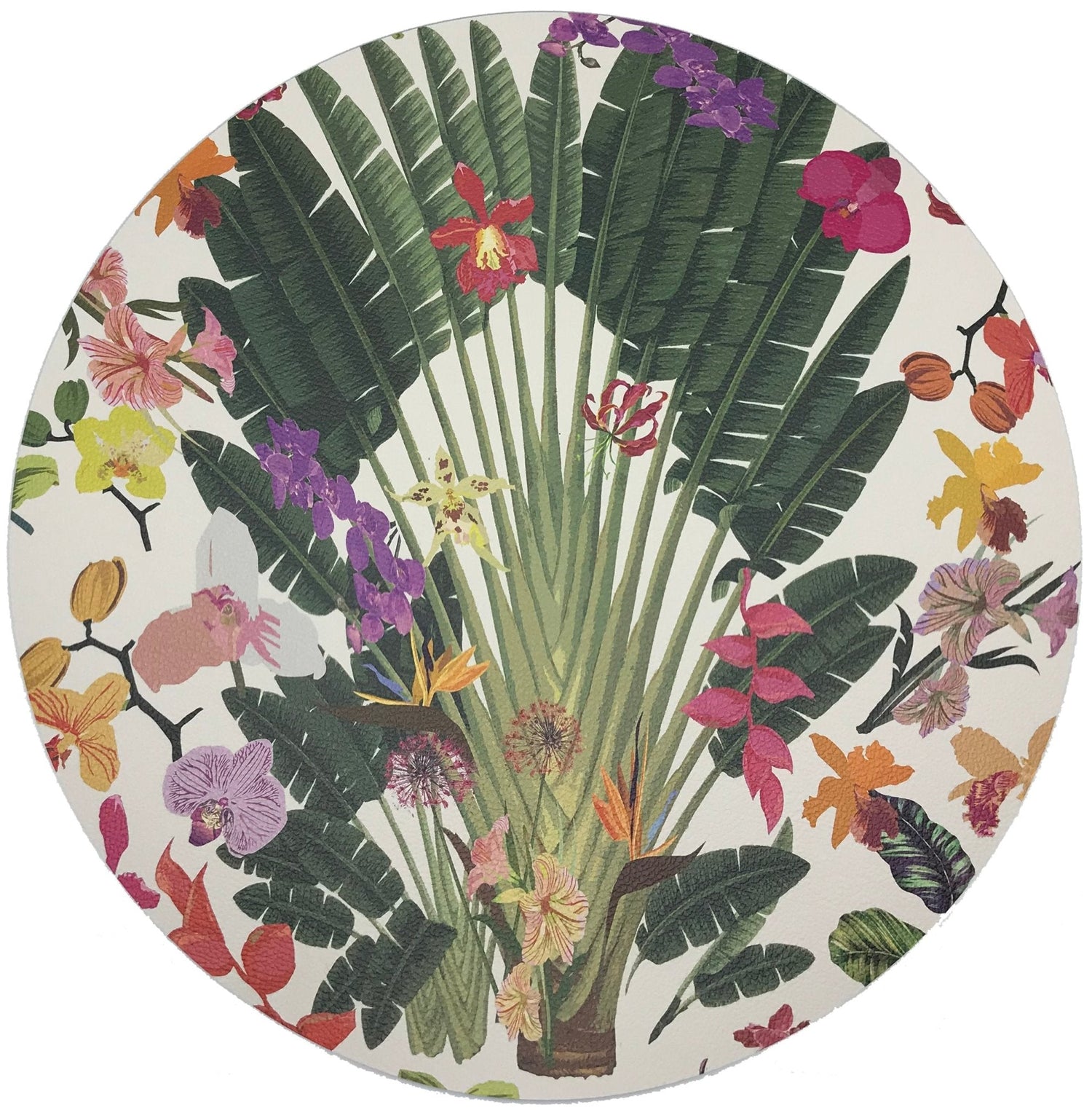 Fantasy Tropical White 16&quot; Round Pebble Placemat, Set Of 4 - nicolettemayer.com