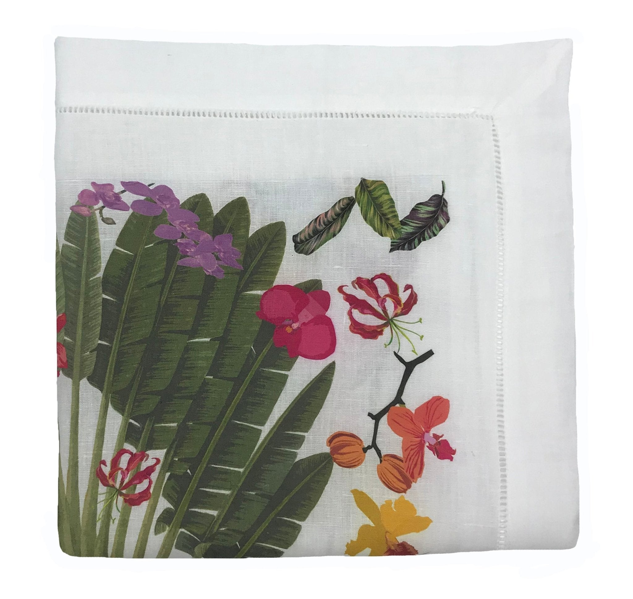 FANTASY TROPICAL WHITE 22&quot;X22&quot; HEMSTITCH DINNER NAPKIN, SET OF 4 - nicolettemayer.com