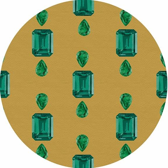 Gem Emeralds Gold 16&quot; Round Pebble Placemat Set of 4 - nicolettemayer.com