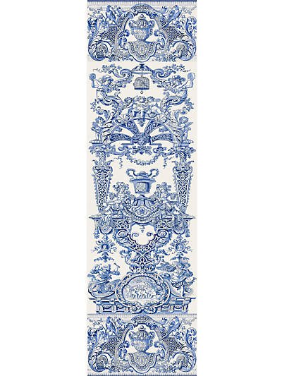 Hampton Court Blue Grasscloth Wallpaper Panel - nicolettemayer.com