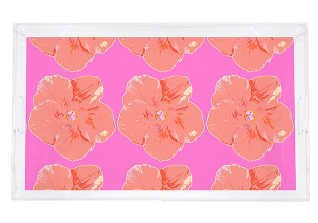 Hibiscus Orchid 22.5X14.5 Acrylic Tray - nicolettemayer.com