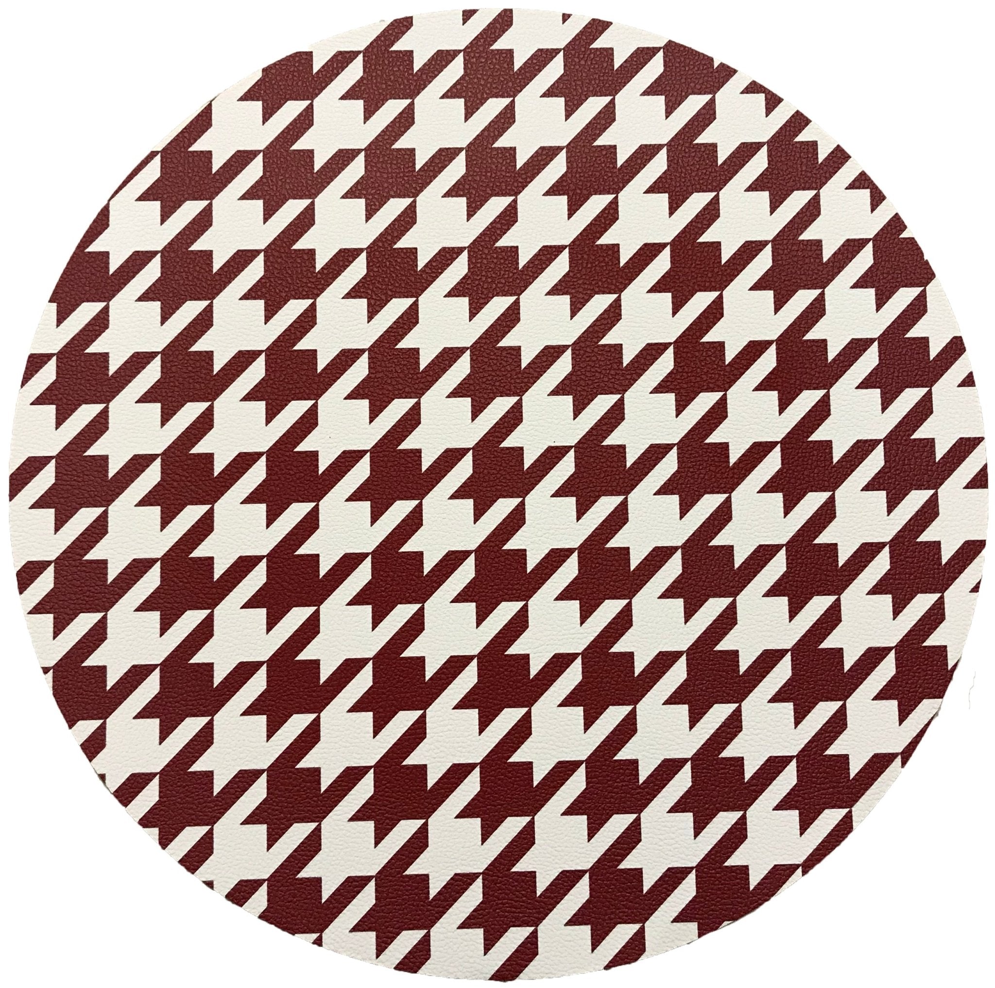 HOUNDSTOOTH RED WHITE 16 ROUND PEBBLE PLACEMAT, SET OF 4 - nicolettemayer.com