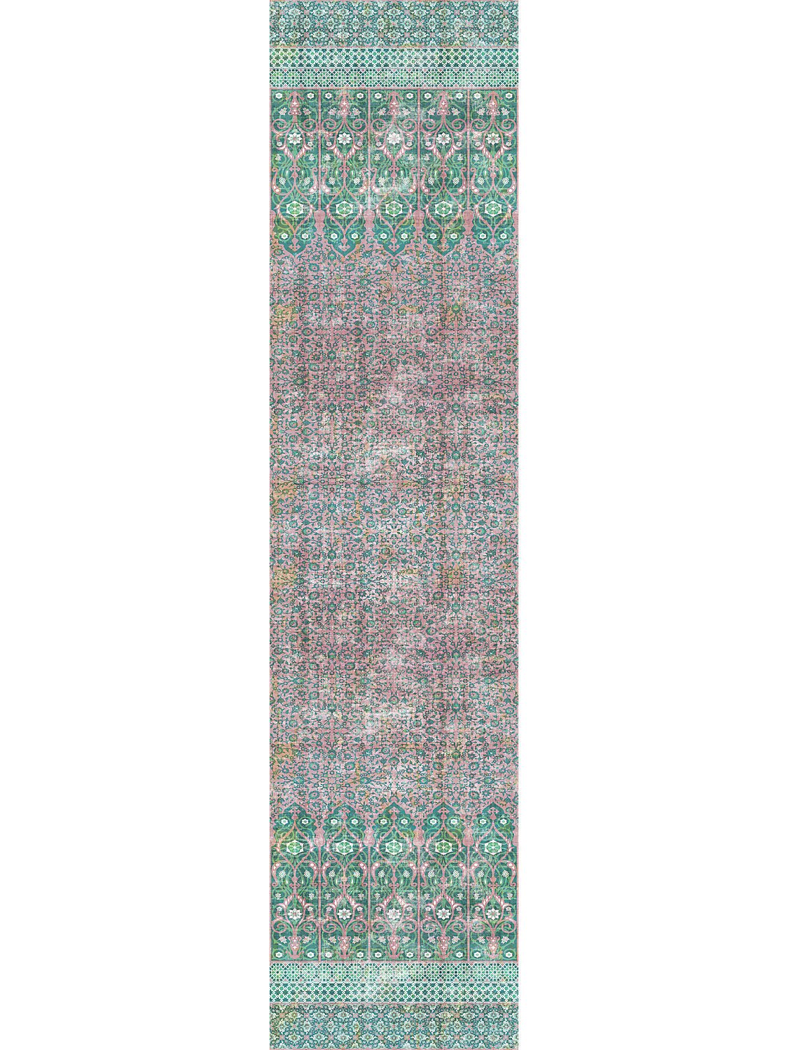 Iznik Overdye Green Pink Wallpaper Panel - nicolettemayer.com