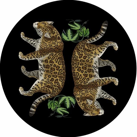 Leopard Seeing Double Black 16&quot; Round Pebble Placemat Set of 4 - nicolettemayer.com