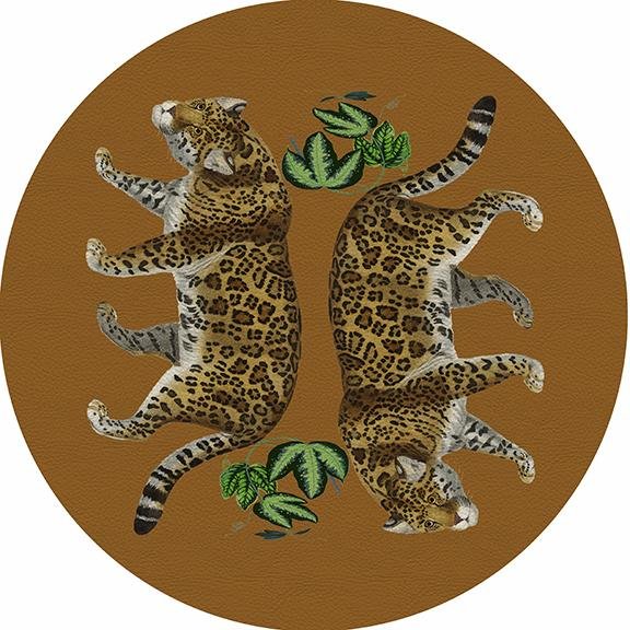 Leopard Seeing Double Safri 16&quot; Round Pebble Placemat Set of 4 - nicolettemayer.com