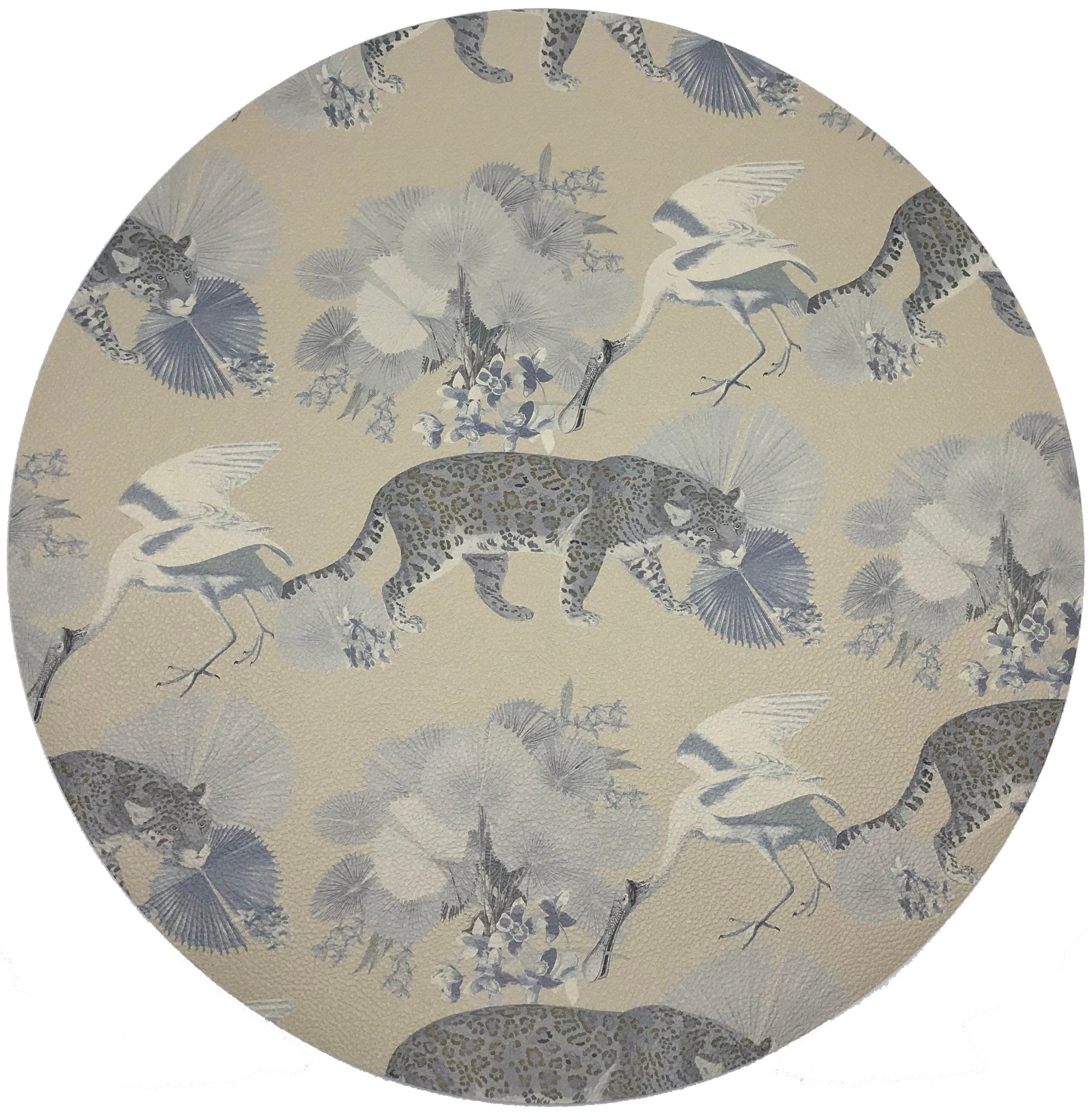 Leopard Walk Cream 16&quot; Round Pebble Placemats, Set Of 4 - nicolettemayer.com