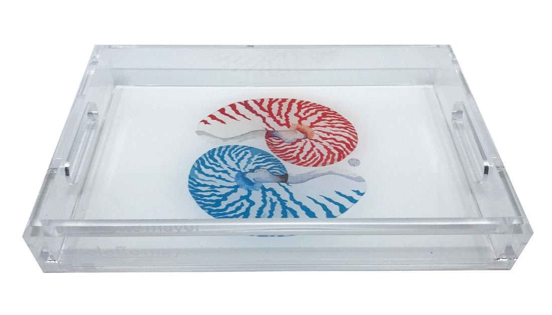 NAUTILUS CORAL TURQ ACRYLIC VANITY TRAY 12.25X7.75 - nicolettemayer.com