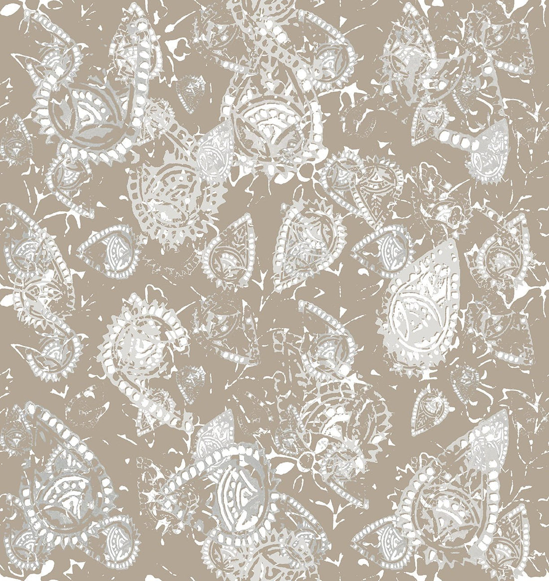 Paisley Block Latte Cappuccino Peel and Stick Wallpaper, Double Roll, 34&quot; x 288&quot;, 48 sq ft - nicolettemayer.com