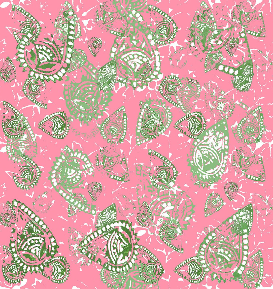 Paisley Block Pink Jade Peel and Stick Wallpaper, Double Roll, 34&quot; x 288&quot;, 48 sq ft - nicolettemayer.com