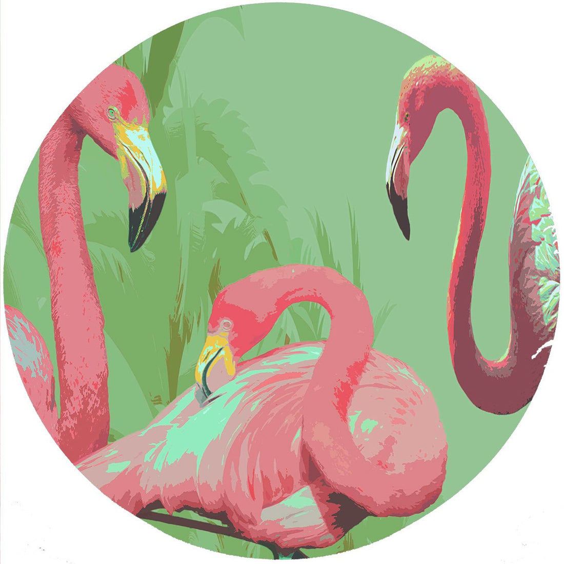 PALM SPRINGS FLAMINGO 16&quot; ROUND PEBBLE PLACEMATS, SET OF 4 - nicolettemayer.com