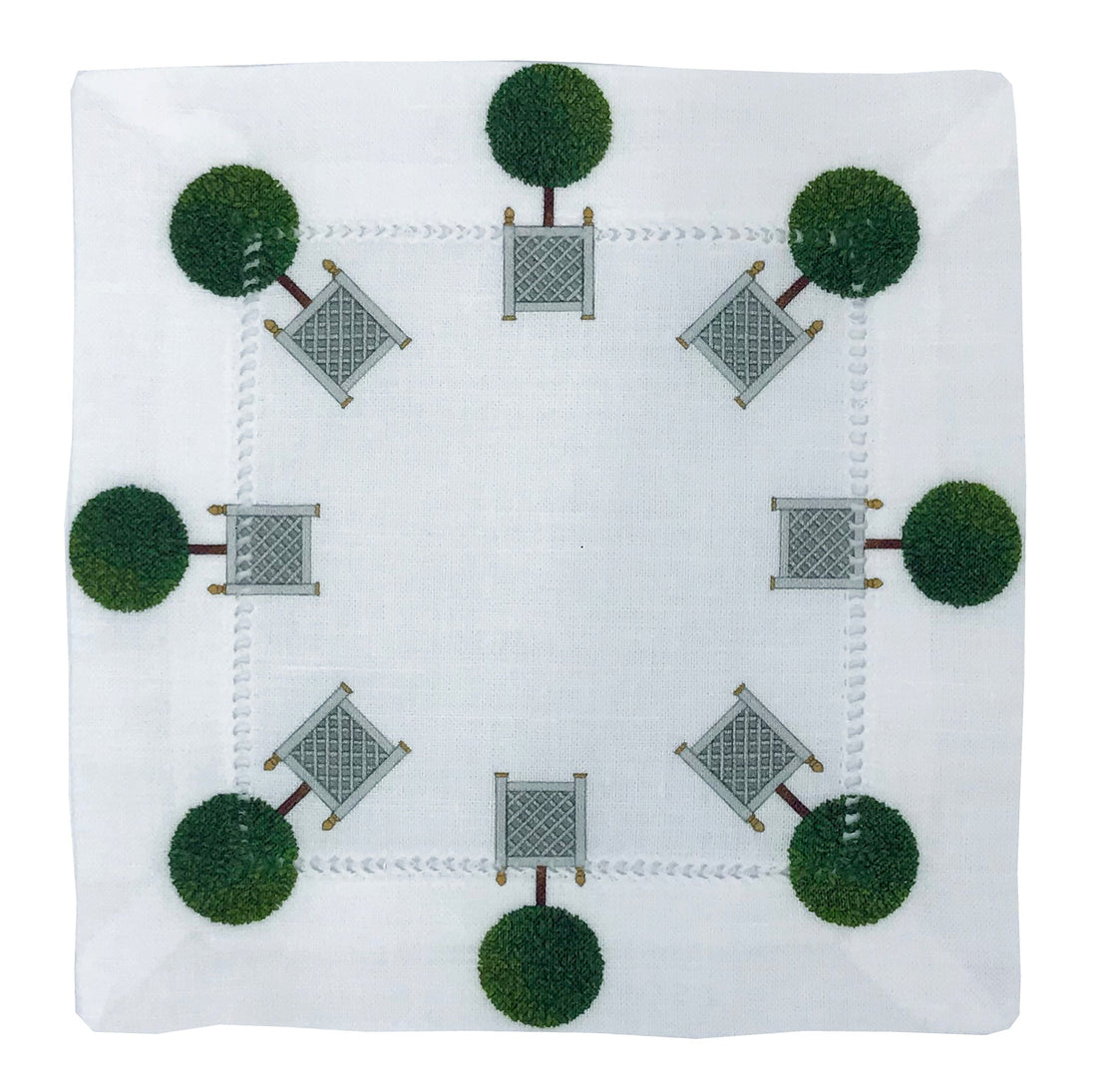 Parterre Topiary Timothy Corrigan 6X6&quot; Cotton Sateen Cocktail Napkins Set of 4 - nicolettemayer.com