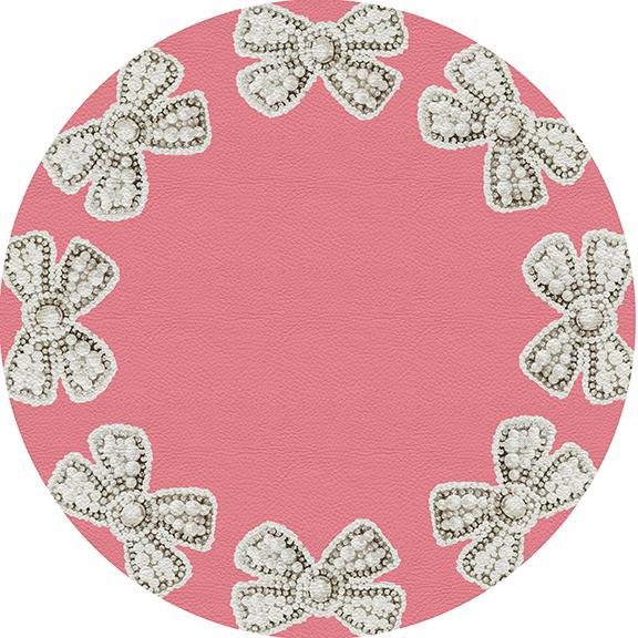 Pearl Bow Pink 16&quot; Round Pebble Placemat Set of 4 - nicolettemayer.com