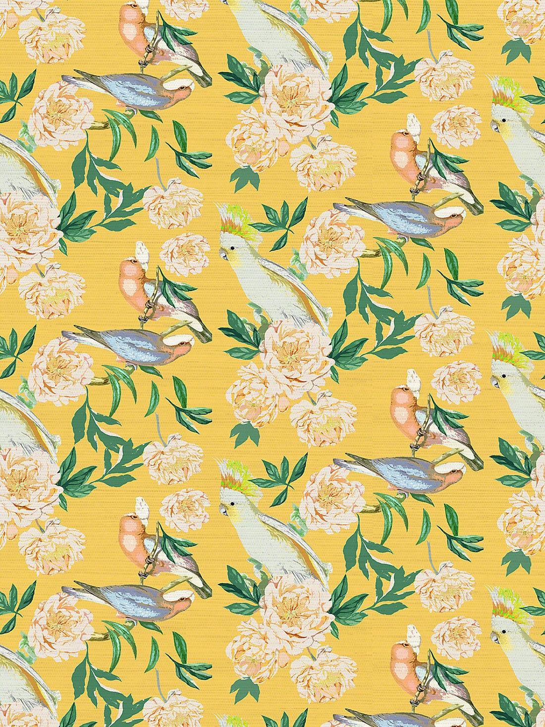 Peony Inspira Goldenrod Wallpaper, Per Yard - nicolettemayer.com