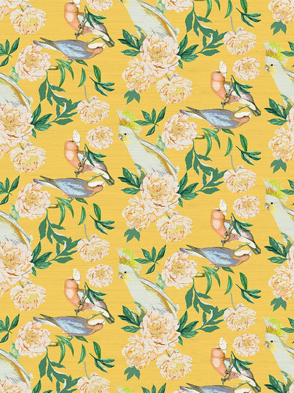 Peony Inspira Goldenrod Wallpaper, Per Yard - nicolettemayer.com