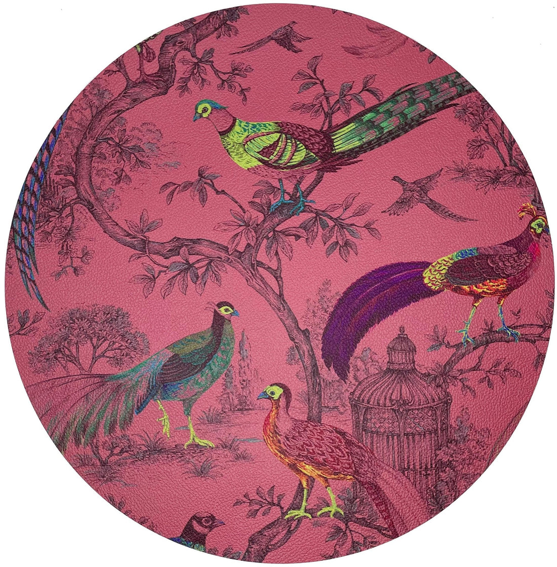 Pheasant Fall Sauvage Paprika 16&quot; Round Pebble Placemat, Set of 4 - nicolettemayer.com