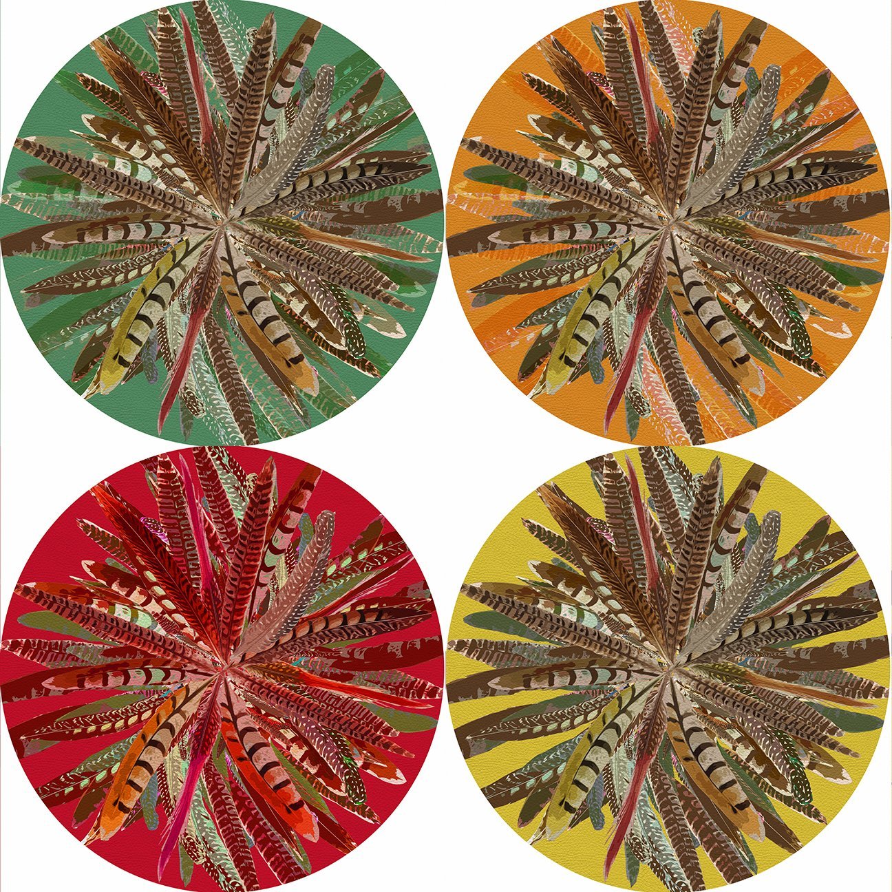 Pheasant Feathers Coaster Set - nicolettemayer.com