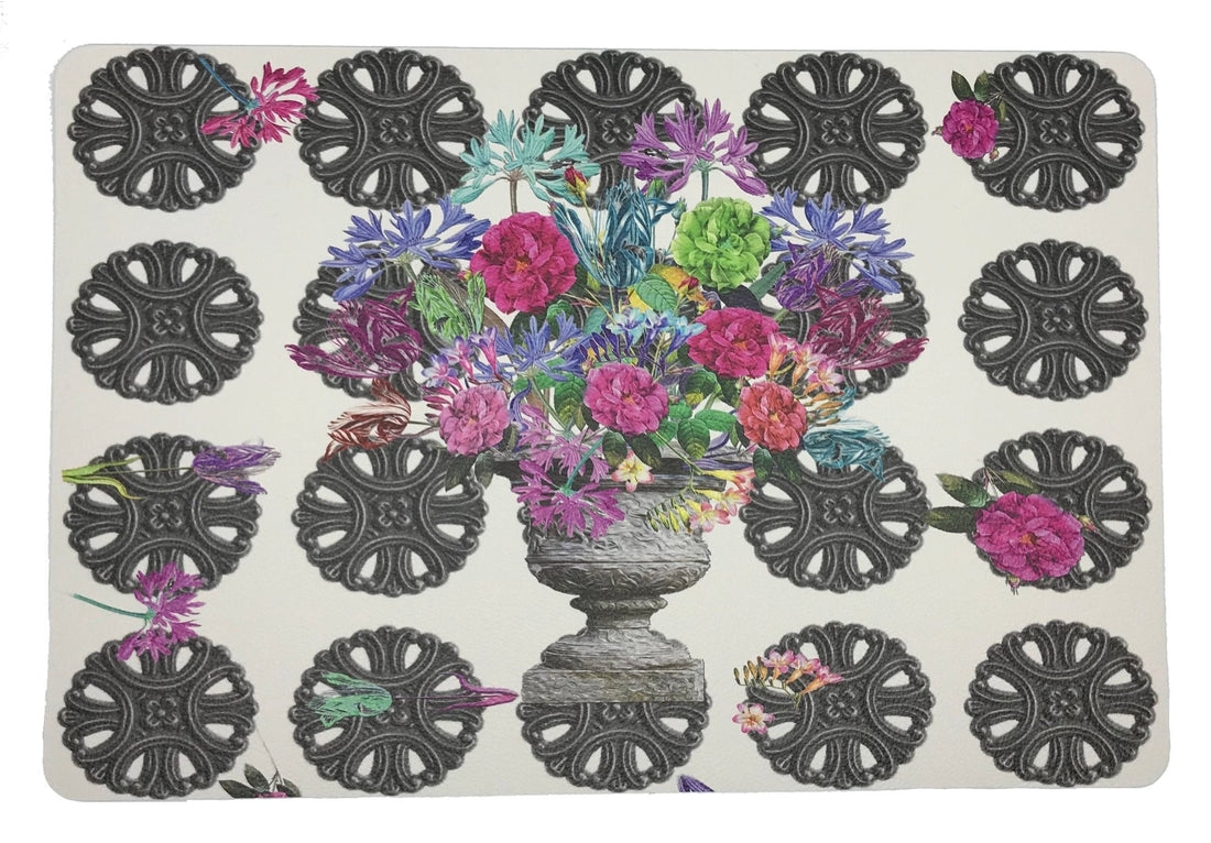 Pistals Metal Bouquet Rectangle 17&quot; Rectangle Pebble Placemats, Set Of 4 - nicolettemayer.com