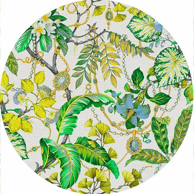 Plumeria Lemon 16&quot; Round Pebble Placemat Set of 4 - nicolettemayer.com