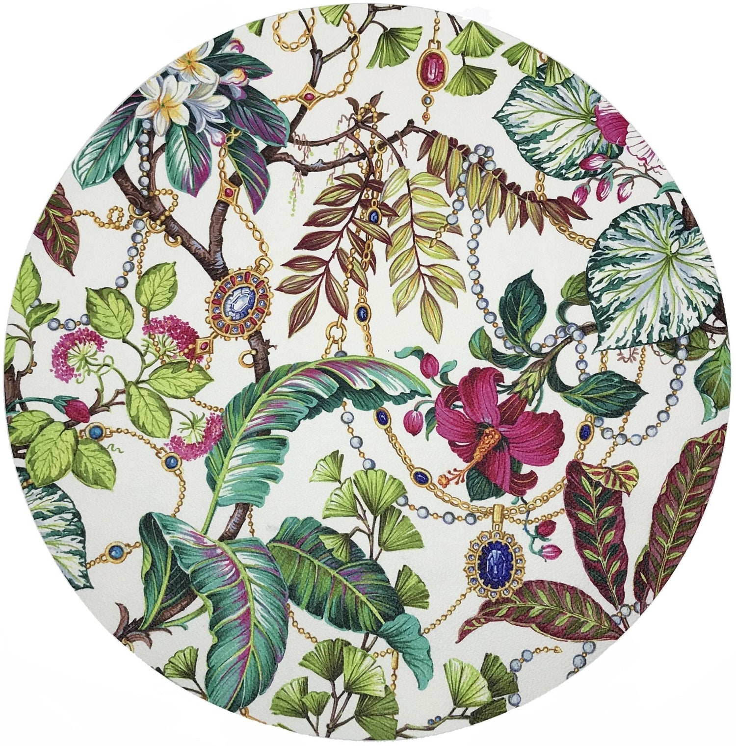 Plumeria Natural 16 Round Pebble Placemat, Set Of 4 - nicolettemayer.com