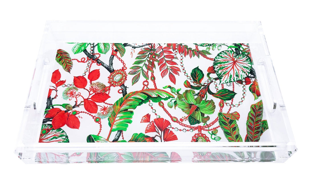 Plumeria Red Acrylic Vanity Tray 12.25X7.75 - nicolettemayer.com