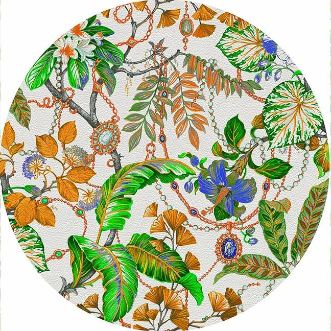 Plumeria Tangerine 16&quot; Round Pebble Placemat - nicolettemayer.com