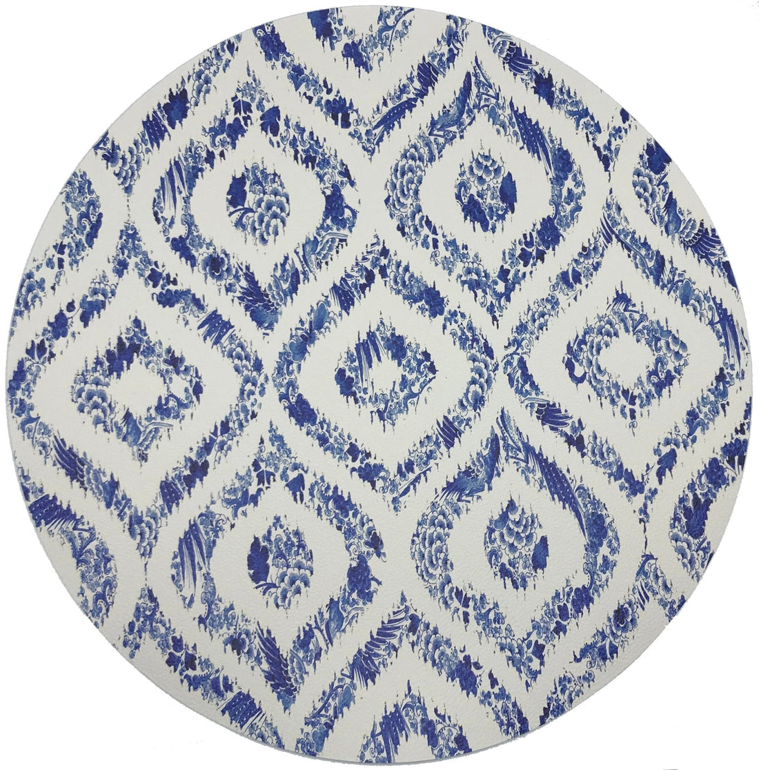 ROYAL DELFT IKAT WHITE 16&quot; ROUND PEBBLE PLACEMATS, SET OF 4 - nicolettemayer.com