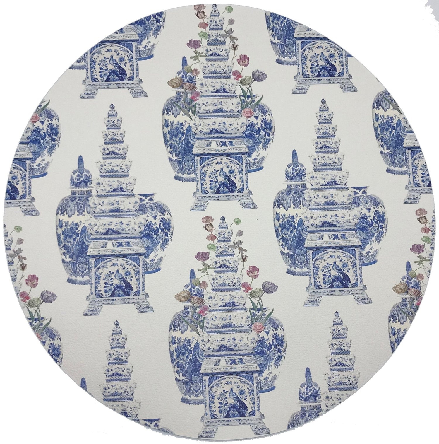 ROYAL DELFT MASTERPIECES TULIPS WHITE 16&quot; ROUND PEBBLE PLACEMATS, SET OF 4 - nicolettemayer.com