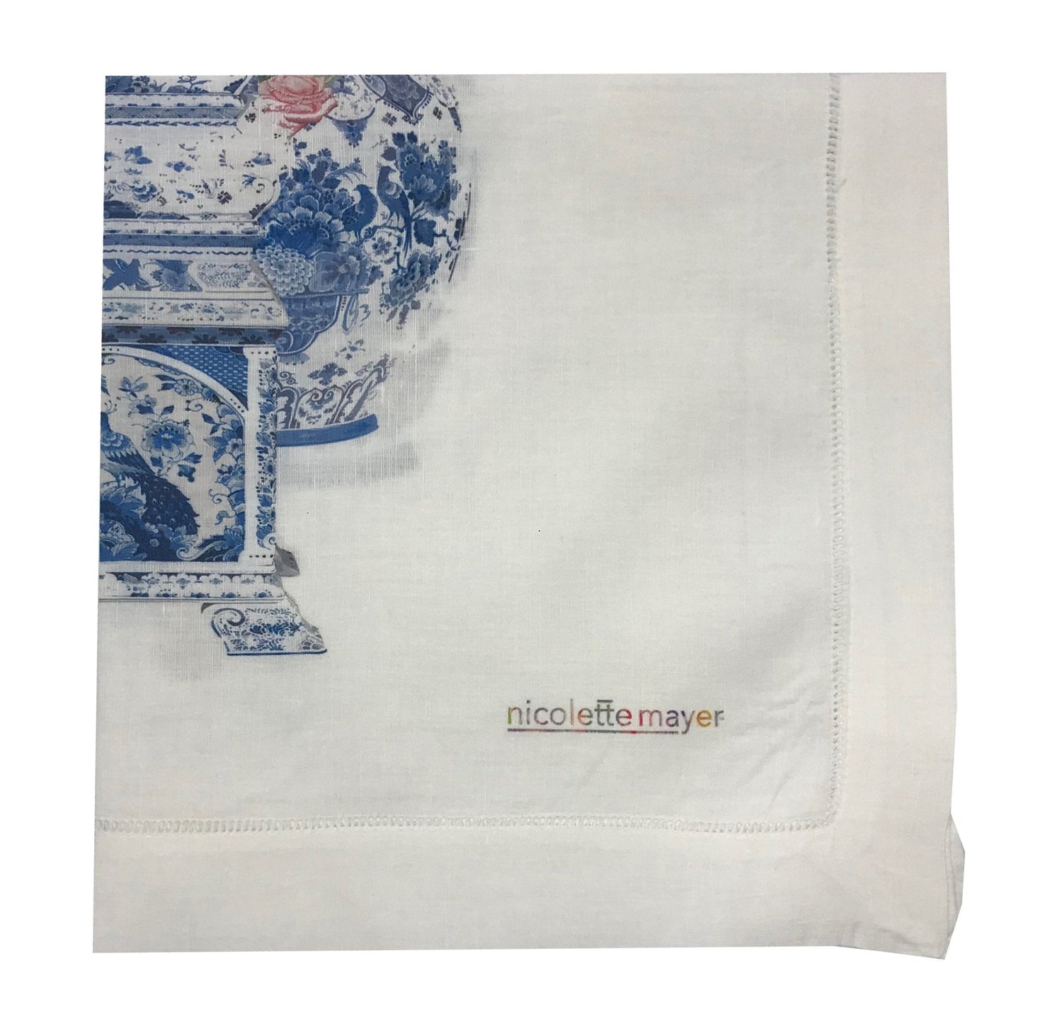 ROYAL DELFT MASTERPIECES TULIPS WHITE 22&quot;X22&quot; Cotton Sateen DINNER NAPKIN, SET OF 4 - nicolettemayer.com