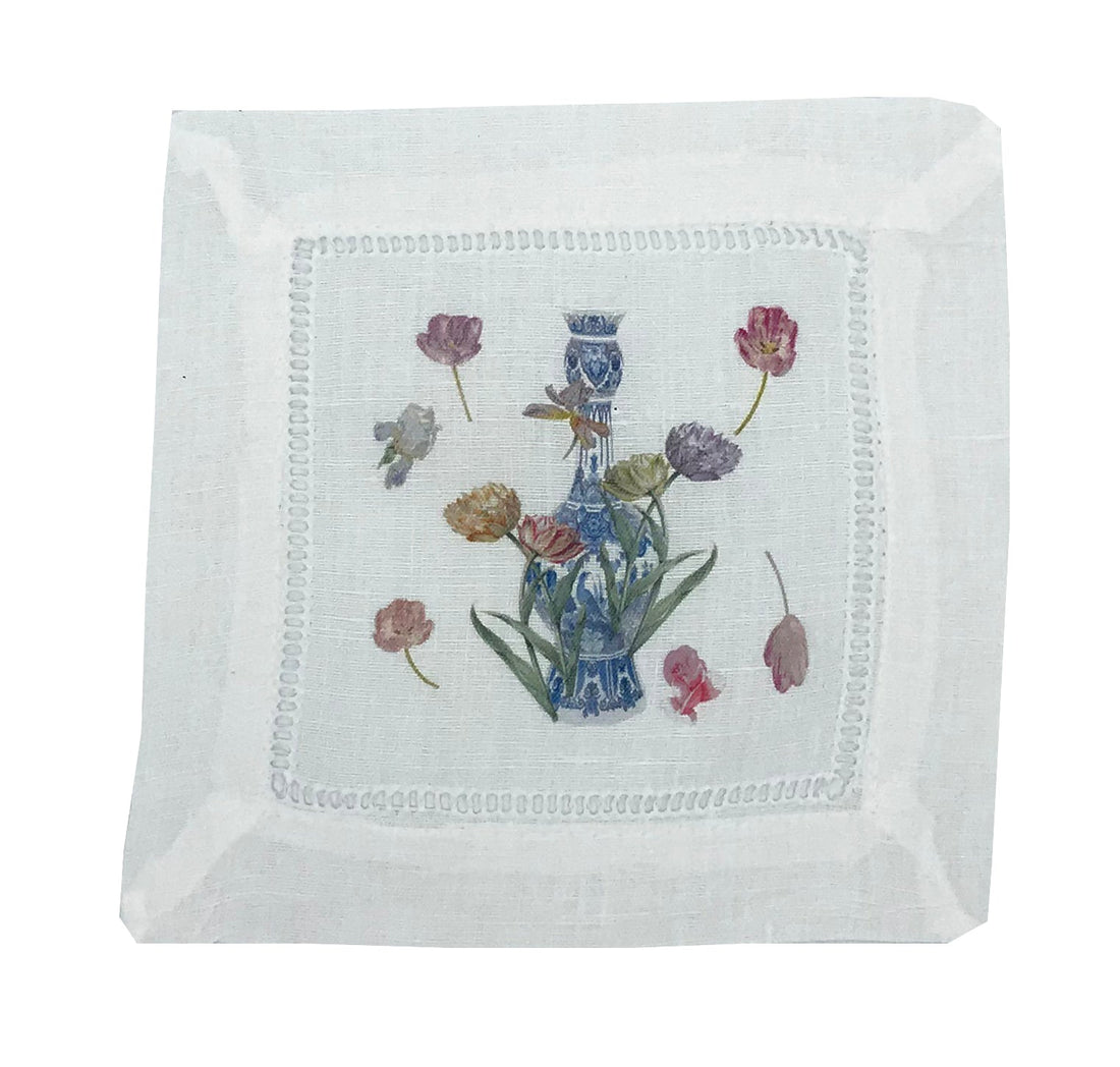 Royal Delft Purissima 6X6&quot; Cotton Sateen Cocktail Napkins Set of 4 - nicolettemayer.com