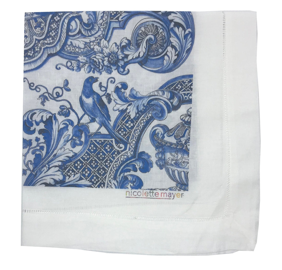 ROYAL DELFT WILLIAM AND MARY BLUE 22&quot;X22&quot; HEMSTITCH DINNER NAPKIN, SET OF 4 - nicolettemayer.com