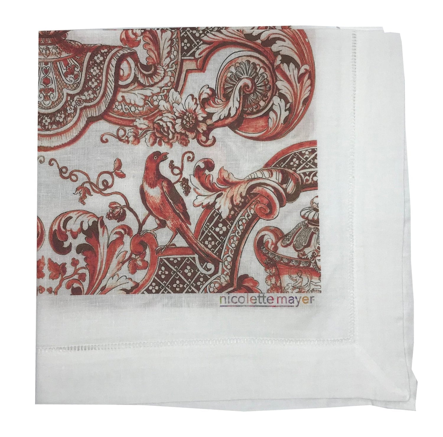 Royal Delft William And Mary Red2 2X22 Cotton Sateen Napkin - nicolettemayer.com