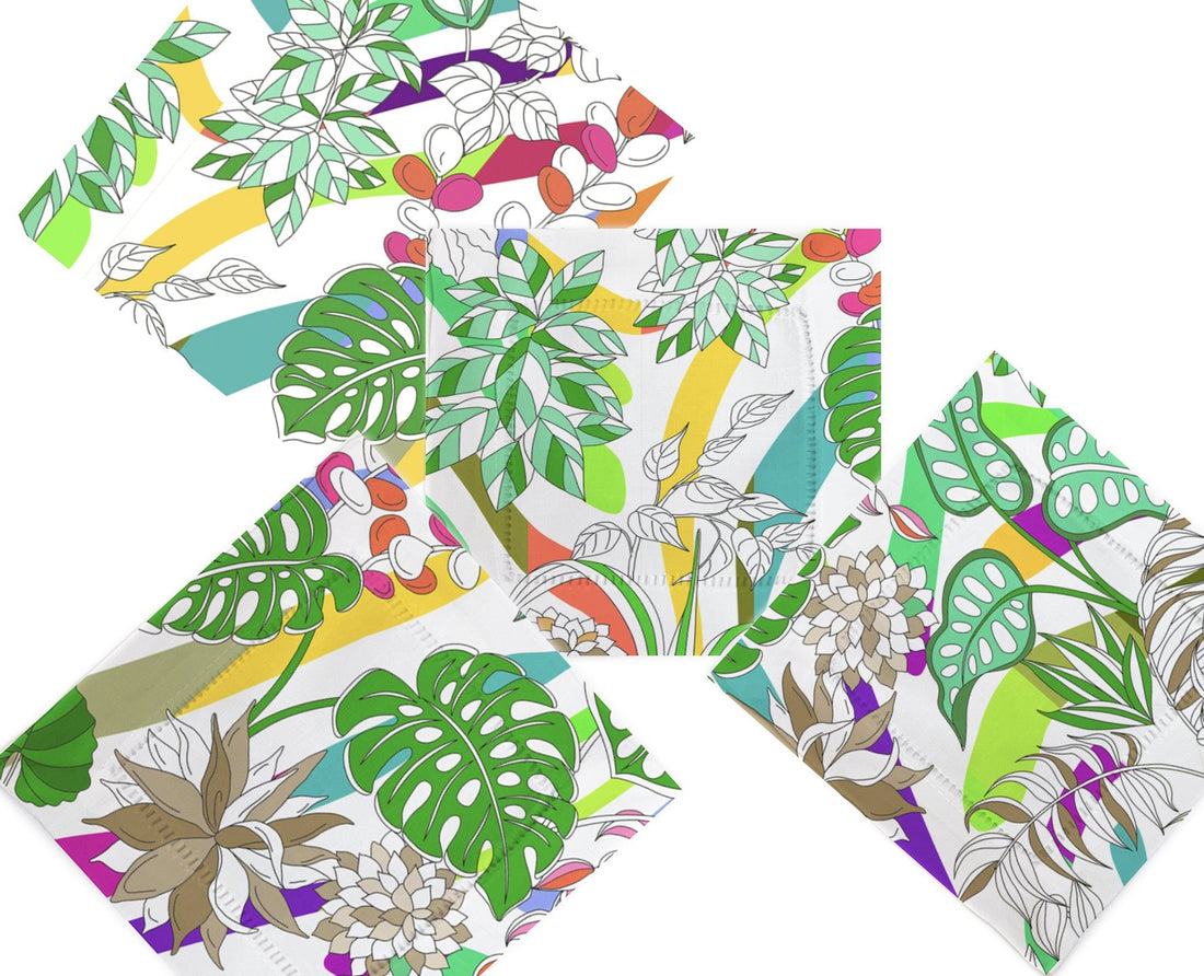 Sabi Jungle Natural 6X6&quot; Cotton Sateen Cocktail Napkins Set of 4 - nicolettemayer.com