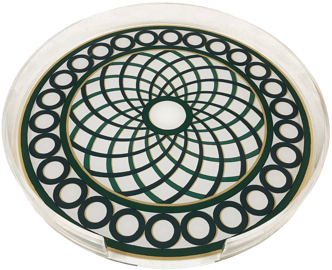 Timothy Corrigan Treillage Green Acrylic Round Tray for Placemats or Decorative Use, 16&quot;