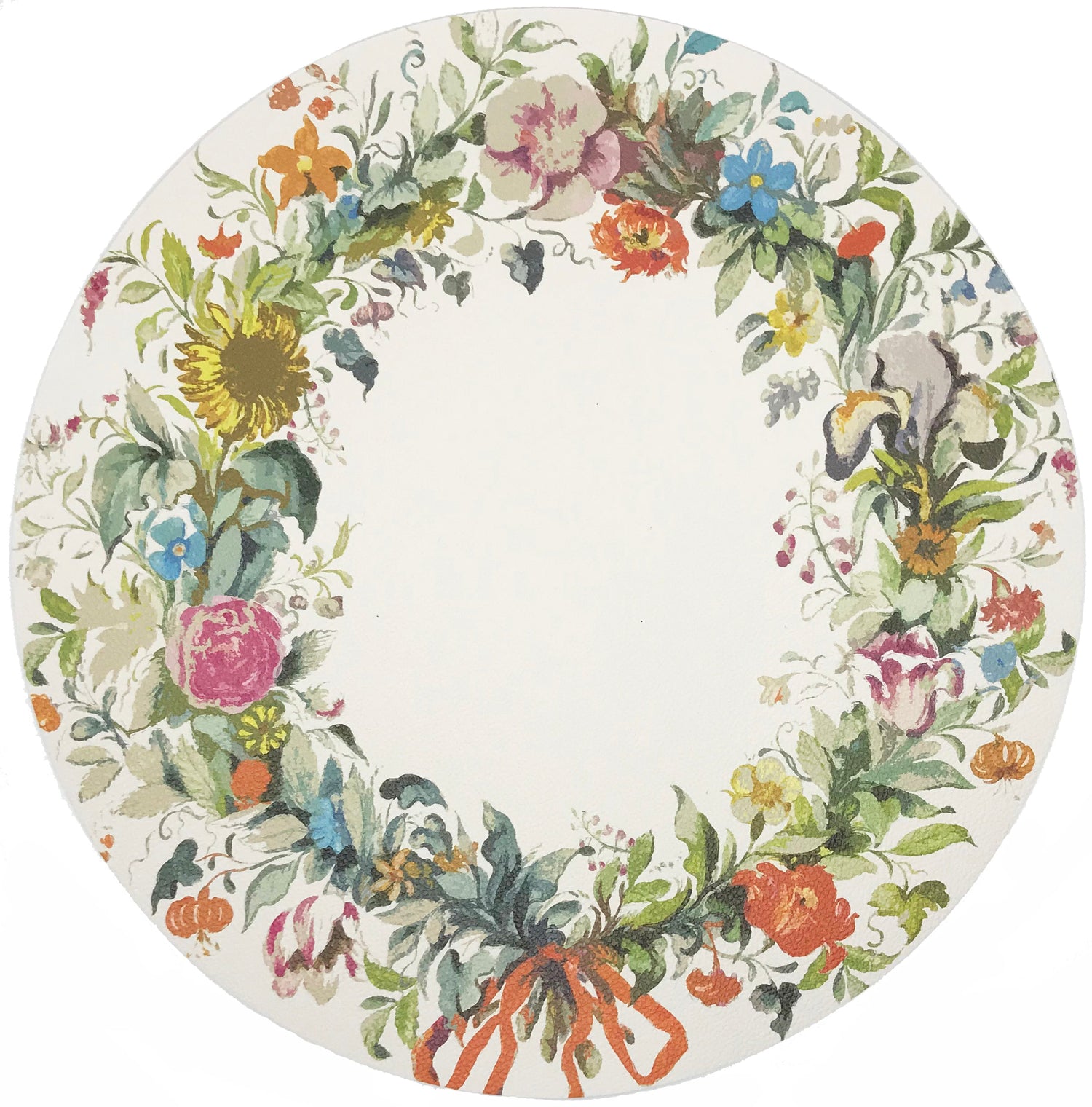 WREATH FLOWERS GOLD 16&quot; ROUND PEBBLE PLACEMAT, SET OF 4 - nicolettemayer.com