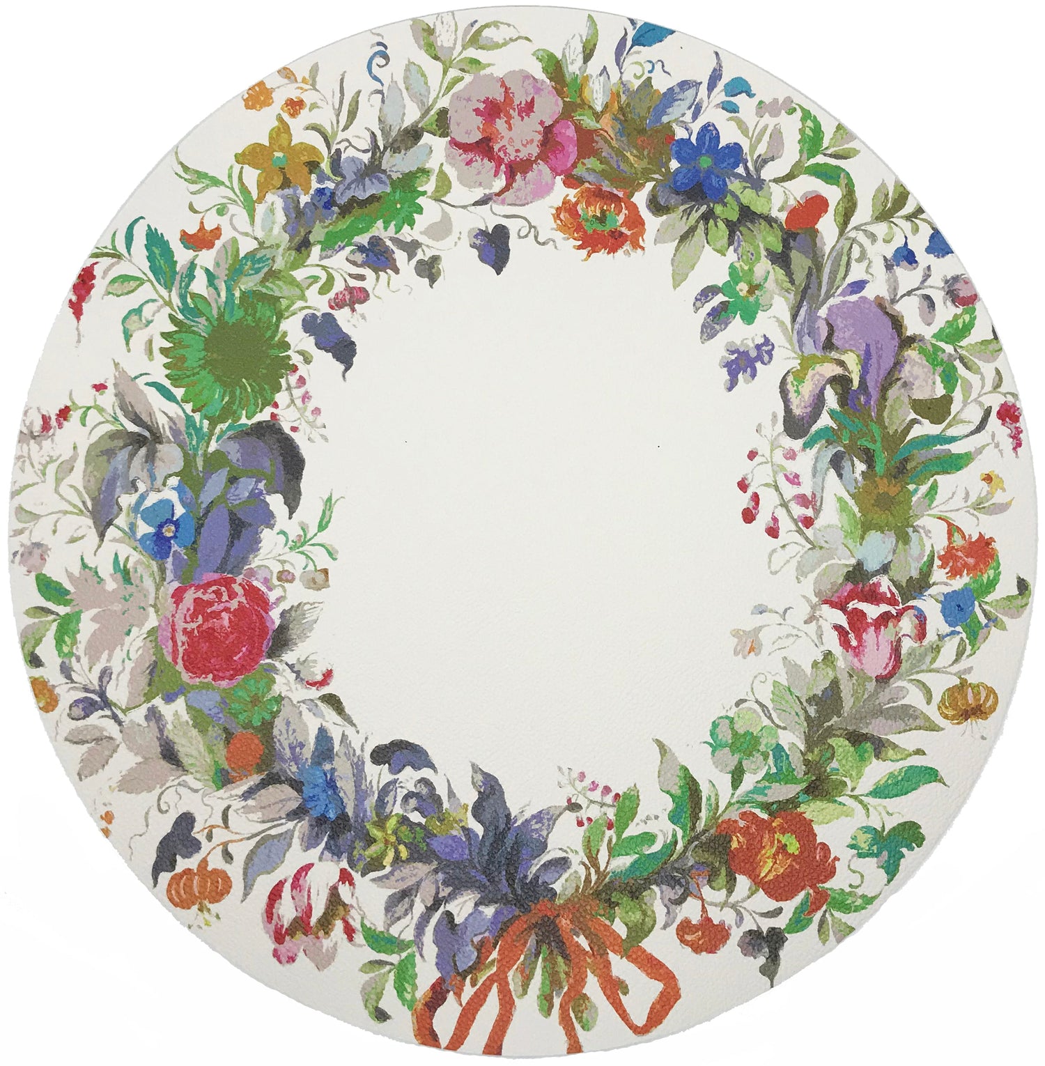 WREATH FLOWERS ORANGE 16&quot; ROUND PEBBLE PLACEMAT, SET OF 4 - nicolettemayer.com