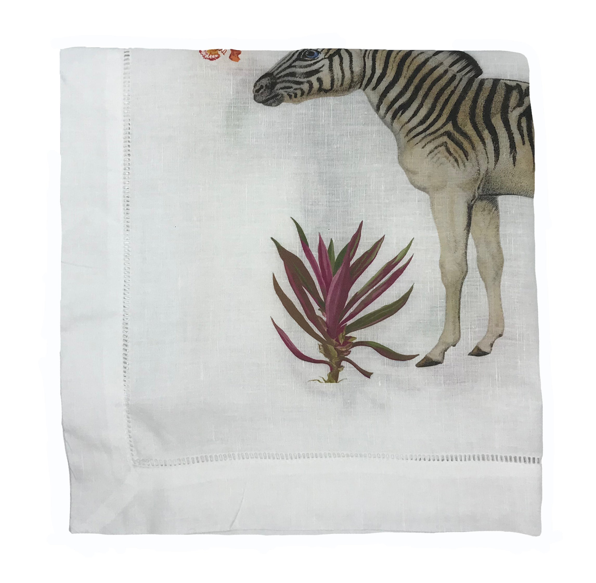 ZEBRA SEEING DOUBLE 22&quot;X22&quot; HEMSTITCH DINNER NAPKIN, SET OF 4 - nicolettemayer.com