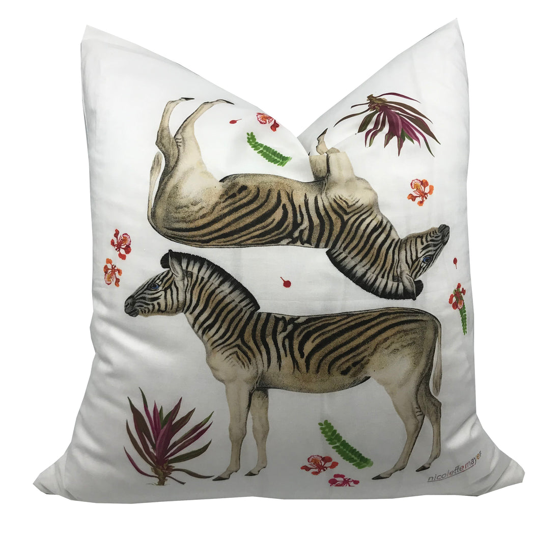 Zebra Seeing Double 22&quot; X 22&quot; Designer Pillow - nicolettemayer.com